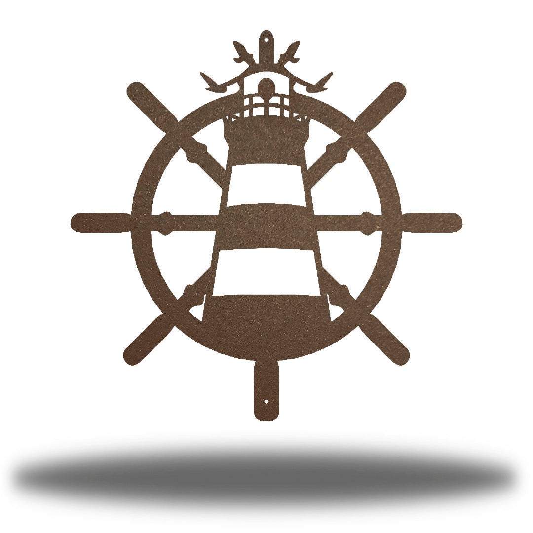 Riverside Designs-Ship Wheel Lighthouse-Metal Wall Art Décor